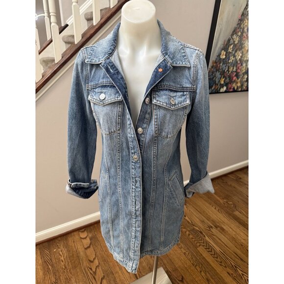 7 For All Mankind Button Down Denim Jean Long Sleeve Shirt Dress Size XS - Picture 1 of 2